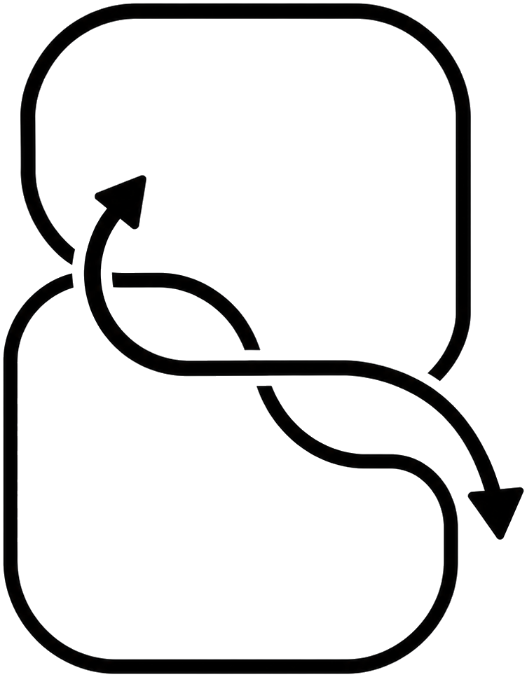 StadsFlow logo, two loops, outline black
