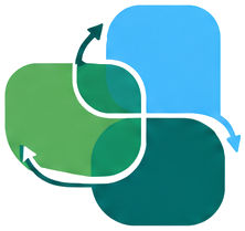 StadsFlow logo, three loops, colour plain
