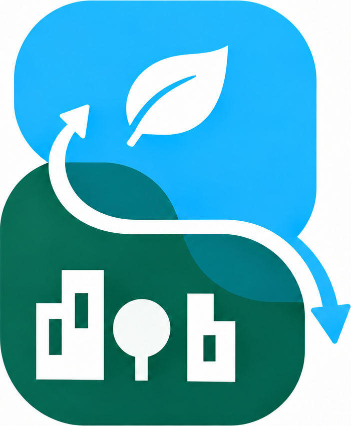 StadsFlow logo, city and leaf