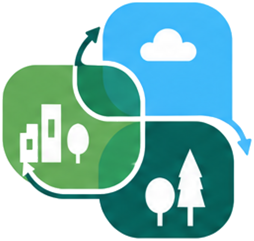StadsFlow logo, three loops, colour